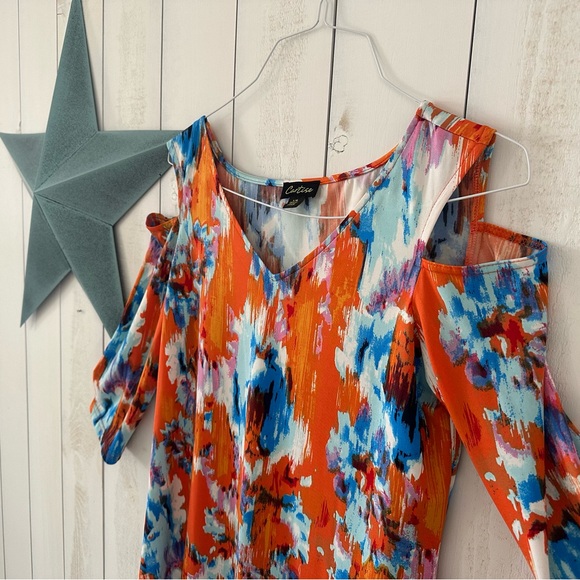 Cartise Tops - Asymmetrical Cold-Shoulder Blouse